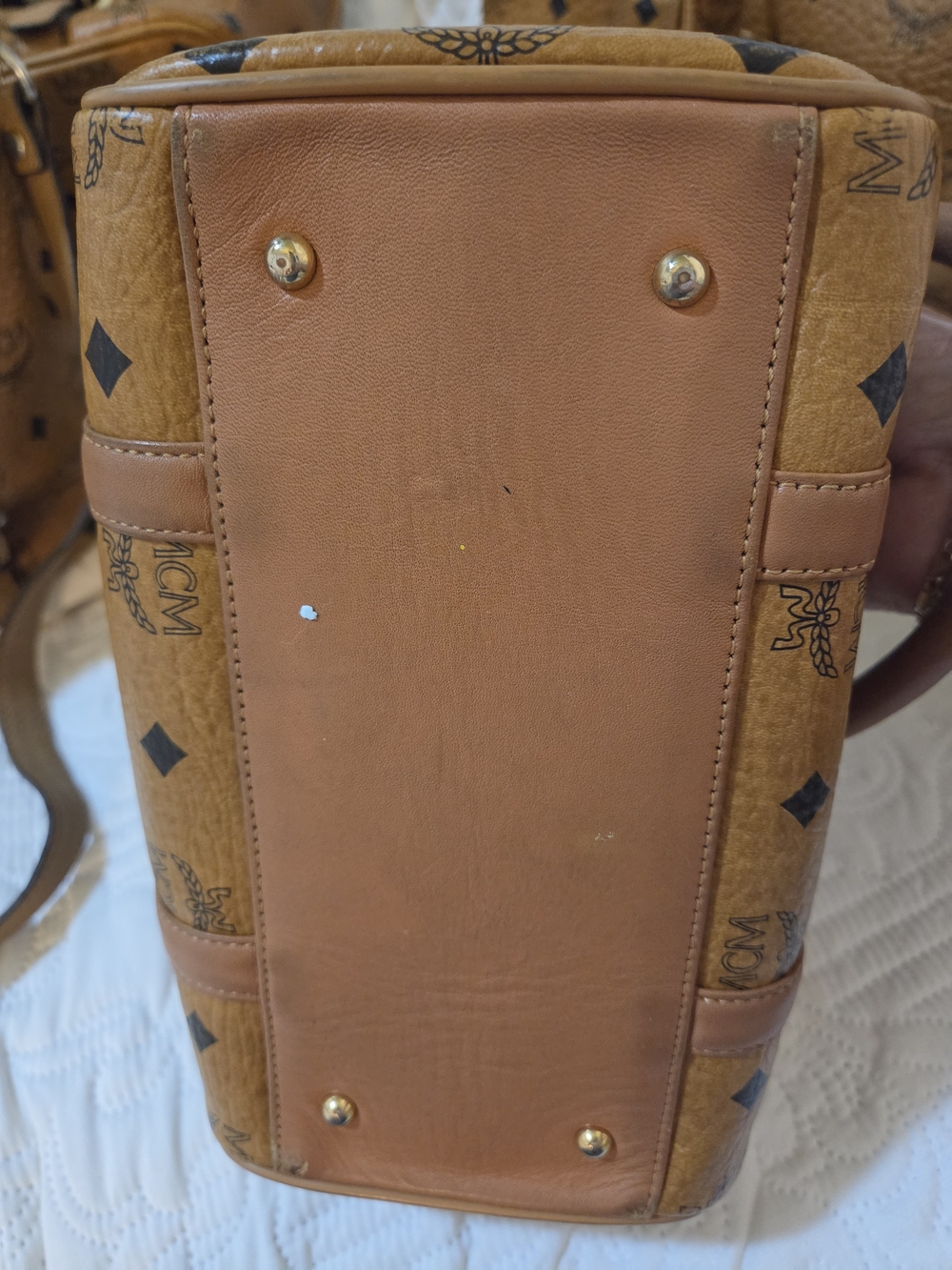 MCM Visetos Cognac Mini Boston Satchel - Picture 10 of 15